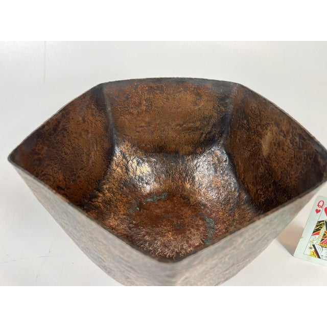 Mid 19th Century Mid 19th Century Arts & Crafts Hand Hammered Raised Copper Bowl Large Art Deco MCM Brutalist For Sale - Image 5 of 18
