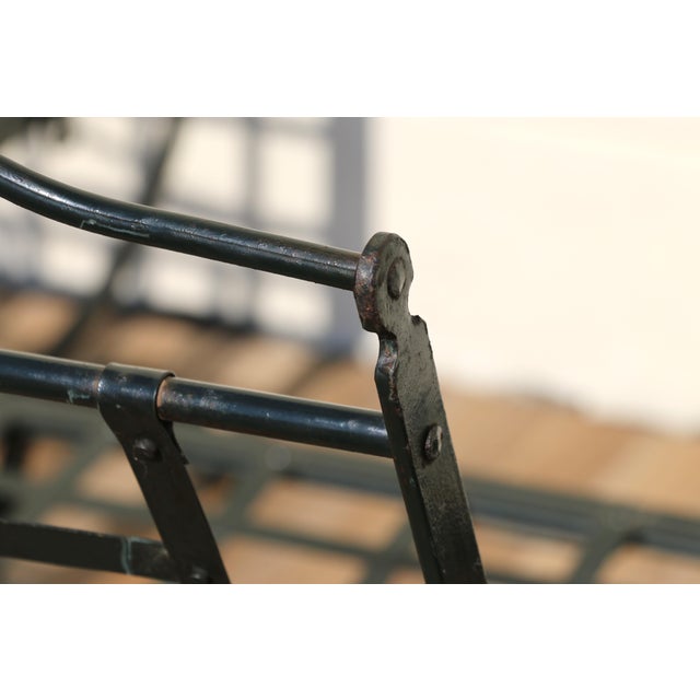 Vintage Set of Four French Wrought Iron Folding Patio Chairs by Hervé Baume | Outdoor Garden Armchairs | France 1970s For Sale - Image 15 of 18