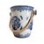 Chinoiserie Ceramic Floral Blue White Chinoiserie Champagne Bucket With Rattan Handles For Sale - Image 3 of 6