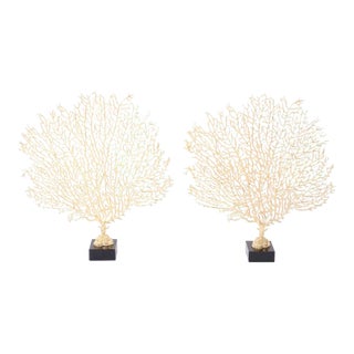 1970s Mid Century Metal Sea Fan Sculptures - a Pair For Sale
