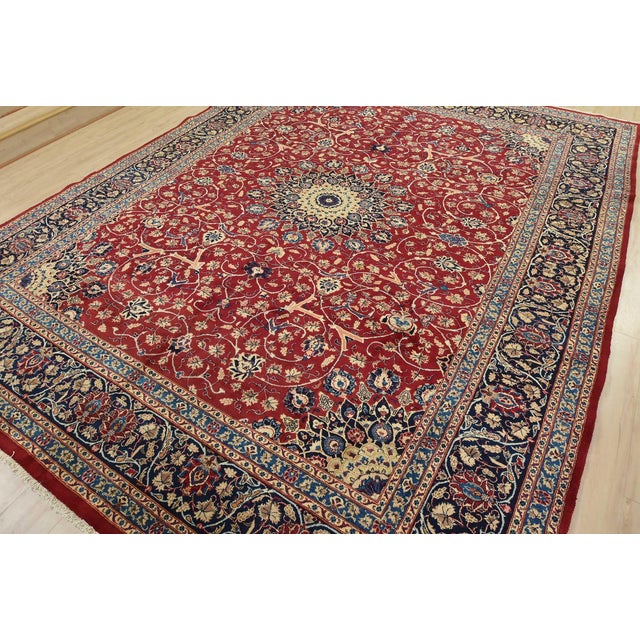 Farmhouse 1980s Kashmar Rug 10′ X 12’11” Red Wool Traditional Hand-Knotted Oriental Carpet For Sale - Image 3 of 15