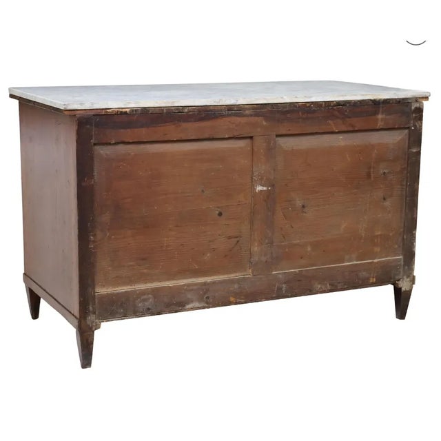 Late 19th Century Italian Figured Walnut White Marble Top Commode, 19th C For Sale - Image 5 of 6