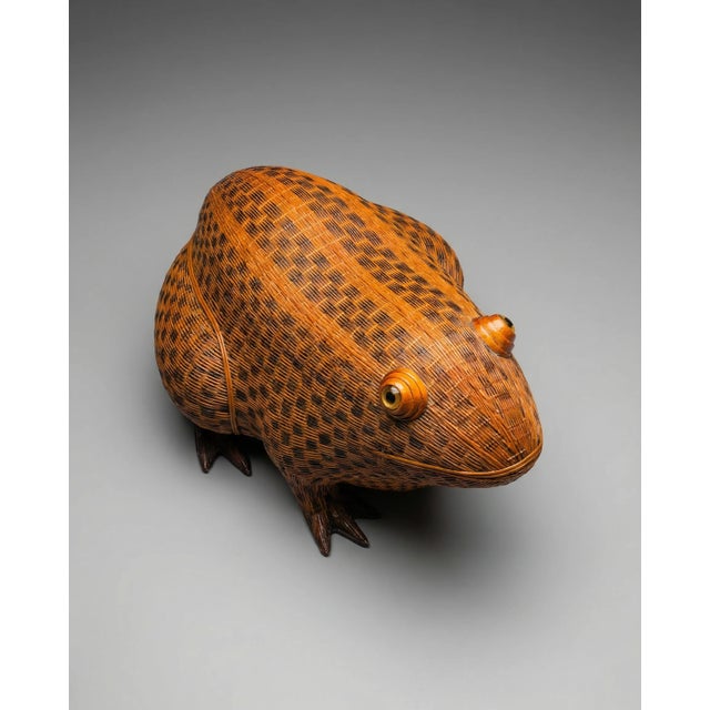 Traditional Vintage Woven Wicker Frog Storage Box For Sale - Image 3 of 6