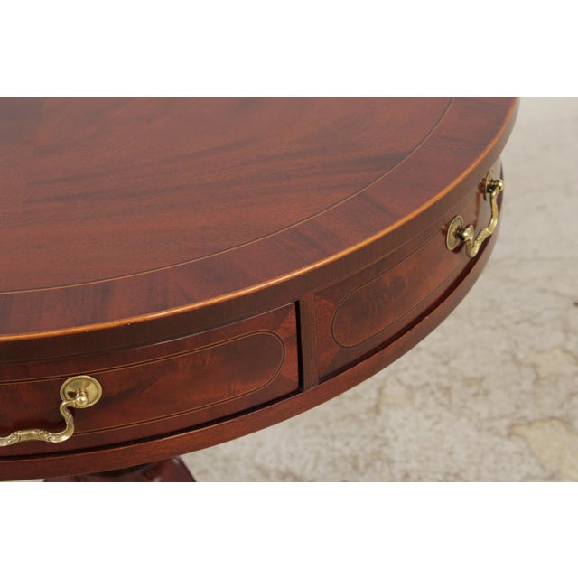 Baker Round Mahogany Pedestal Drum Table For Sale - Image 10 of 16