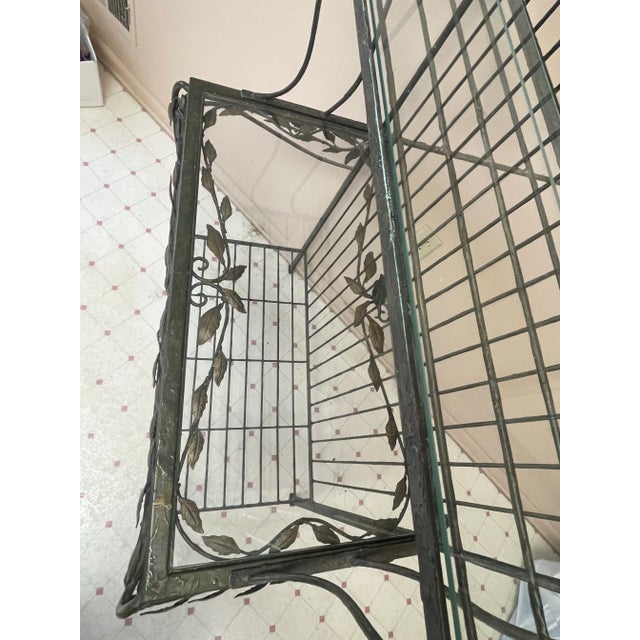Vintage Designer Faux Bois Iron & Glass Etagere For Sale In Philadelphia - Image 6 of 11