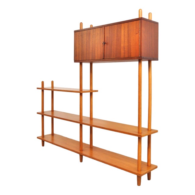 Vintage Room Divider in Beech, Oak and Mahogany, 1950s For Sale