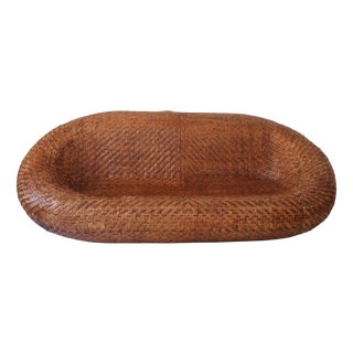 Vintage Woven Wicker Sofa, 1970s For Sale