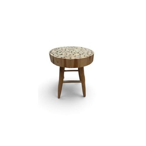Wood Round Wooden Table with Decorative Trunk Section Top For Sale - Image 7 of 7