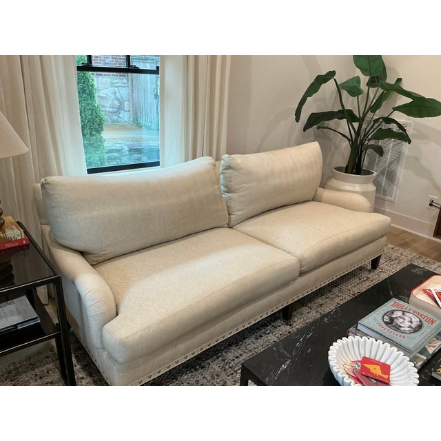 Lee Industries Ivory Herringbone Sofas With Down-Filled Cushions — Pair For Sale In Nashville - Image 6 of 18