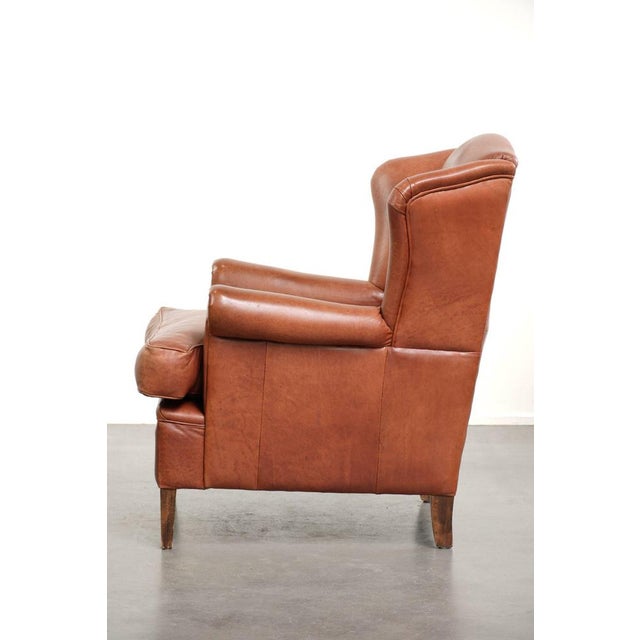Wing Club Chair in Cowhide Leather For Sale - Image 5 of 12