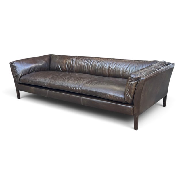 Contemporary Restoration Hardware Sorensen Sofa in Tobacco Brown Leather With Natural Patina For Sale - Image 3 of 16