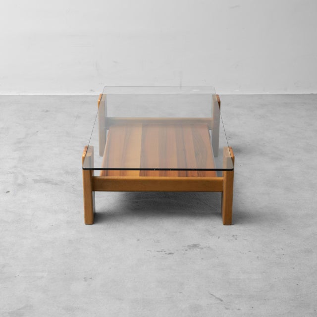 1970s Wood and Glass Coffee Table, 1970s For Sale - Image 5 of 10