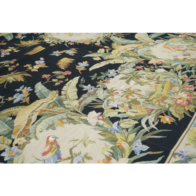 Black French Aubusson Design Rug 8'0'' X 10'0'' For Sale - Image 8 of 11