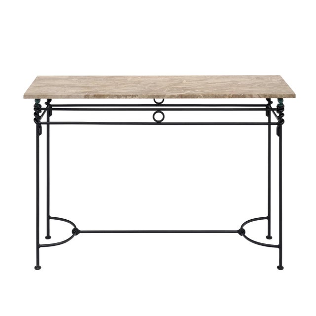 Vintage French Console Table, Iron and Marble For Sale - Image 9 of 9