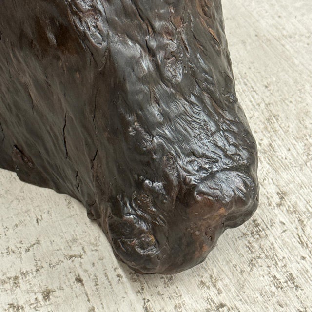 Wood Mid 20th Century Dark Brown Free-Form Reclaimed Tree Trunk Side Pedestal For Sale - Image 7 of 9