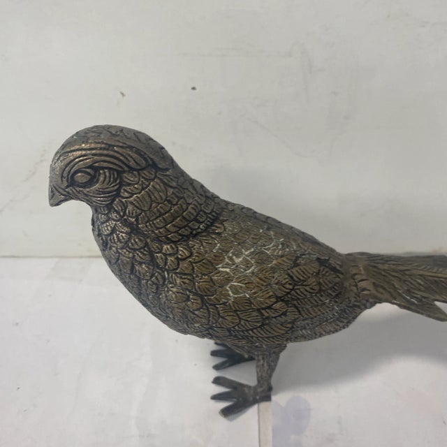 Pair of 1980s Hollywood Regency Style Metal Pheasants For Sale - Image 4 of 12