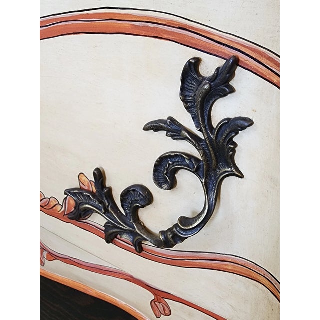 Wood Custom Hand Painted Chinoiserie Grandeur Drop Front Secretary Desk Drawer Storage Cabinet For Sale - Image 7 of 12