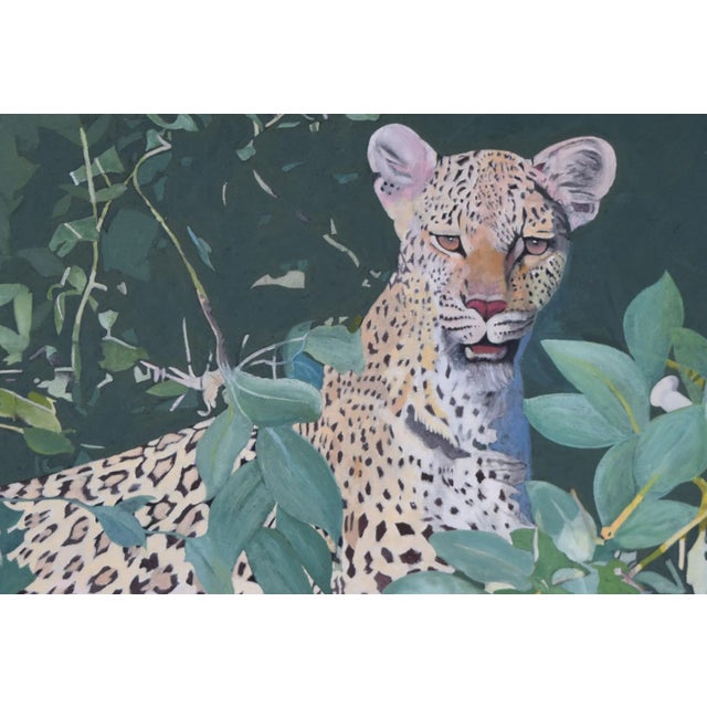 Contemporary Oil Painting on Board of a Leopard /Cheetah in a Tree by C. Davies 2010 For Sale In New York - Image 6 of 7