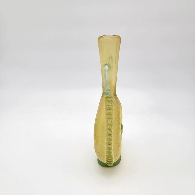 Glass Vintage Venetian Scavo Art Glass Amphora Vase For Sale - Image 7 of 10