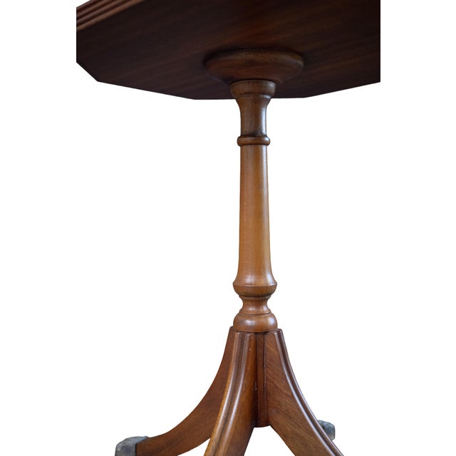 Wood English Wine or Cocktail Table With Octagonal Leather Top (Two Available) For Sale - Image 7 of 8