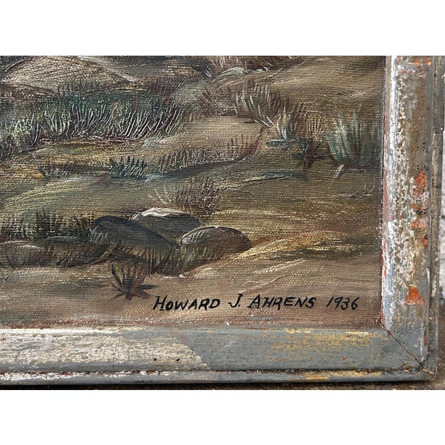 Textile 1936 Wpa Era American Scene Modernist Painting "A Connecticut Day" Howard Ahrens For Sale - Image 7 of 11