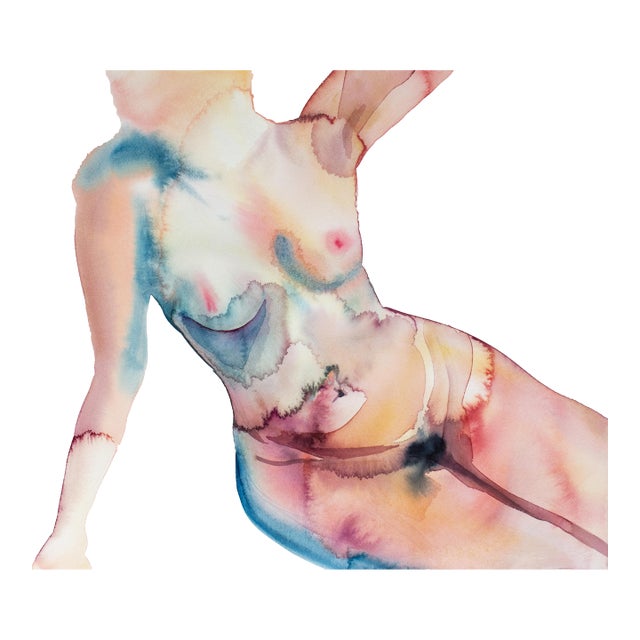 "Nude No. 129" Contemporary Original Nude Figure Watercolor Painting by Elizabeth Becker For Sale