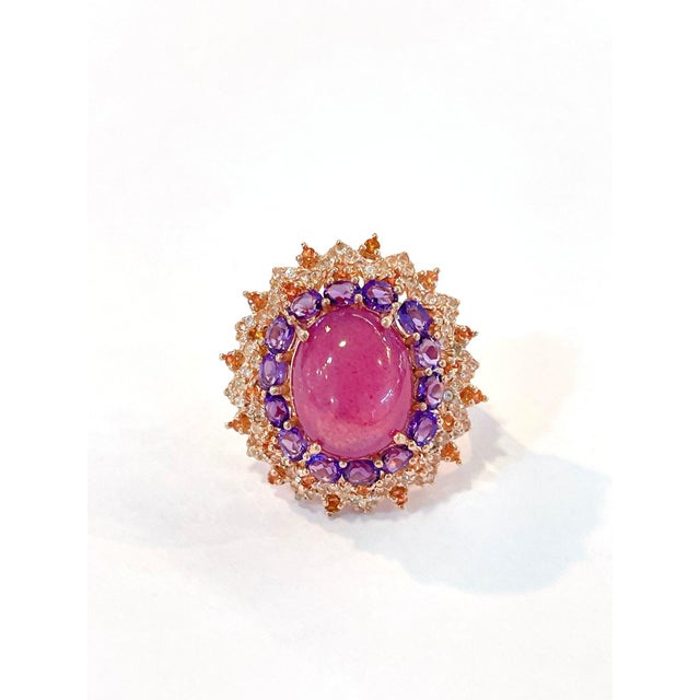 Not Yet Made - Made To Order Bochic “Orient” Ruby, Tanzanite and Multi Gem Cocktail ring In 18K Gold and Silver, Size 7 For Sale - Image 5 of 11