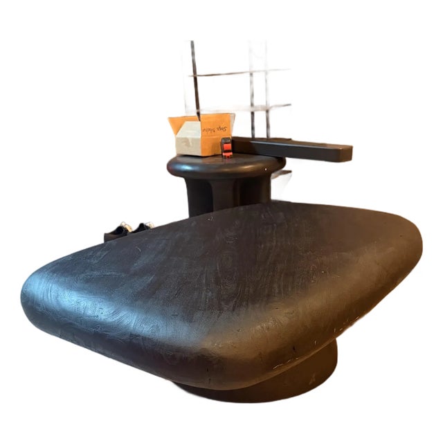 Cb2 Derrico 46” Black Wood Coffee Table – Sculptural Solid Acacia For Sale