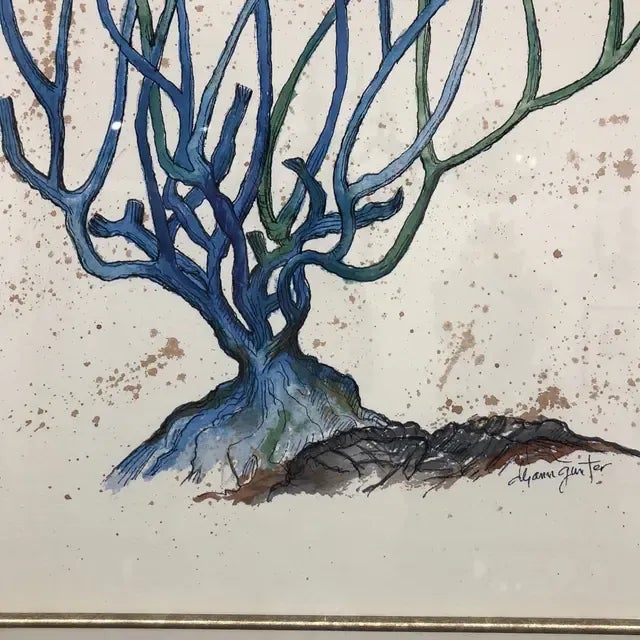 Contemporary 1990s Abstract Blue Coral Reef Print, Framed For Sale - Image 3 of 10