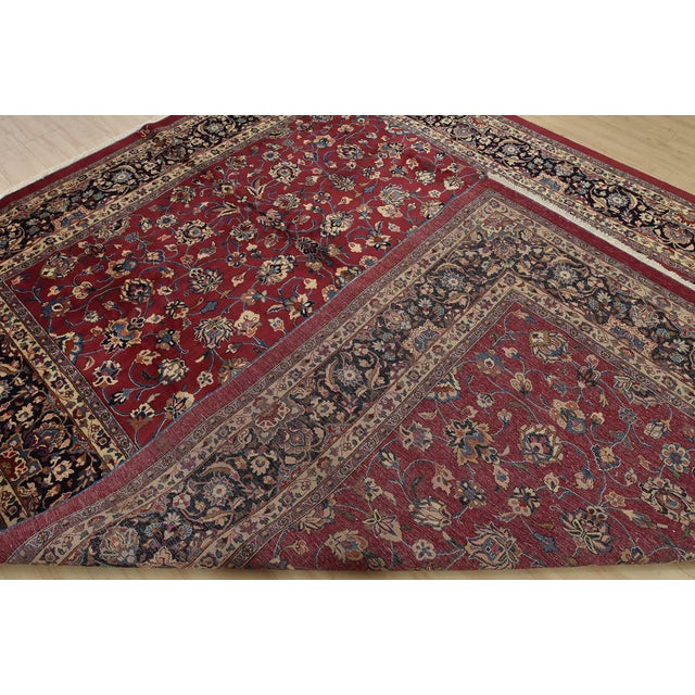 Mashad Rug 9’11” X 13’1” Red Wool Vintage Traditional Hand-Knotted Carpet For Sale - Image 14 of 15