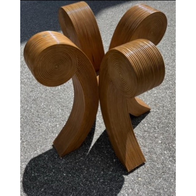 1960s Bamboo Pencil Reed Round Glass Dining Table For Sale - Image 10 of 12