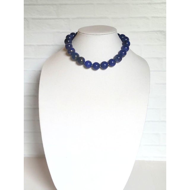 Blue Royal Lapis Lazuli Necklace With Vintage Porcelain Cameo Clasp, 18-Inches For Sale - Image 8 of 10