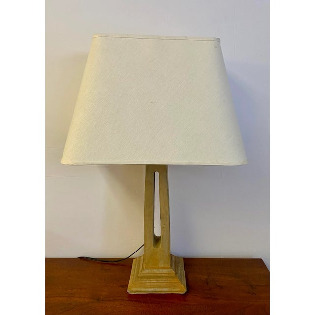 Unusual and rare find, Midcentury handmade table lamp with a natural glaze and rustic finish. No harp or shade included....