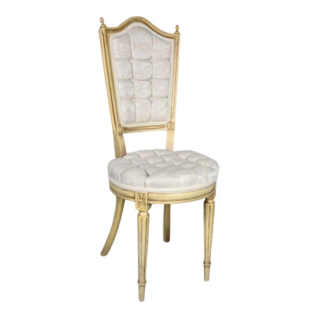 Hollywood Regency Louis XVI Style Vintage White Dressing or Accent Chair Attributed to Prince Howard For Sale