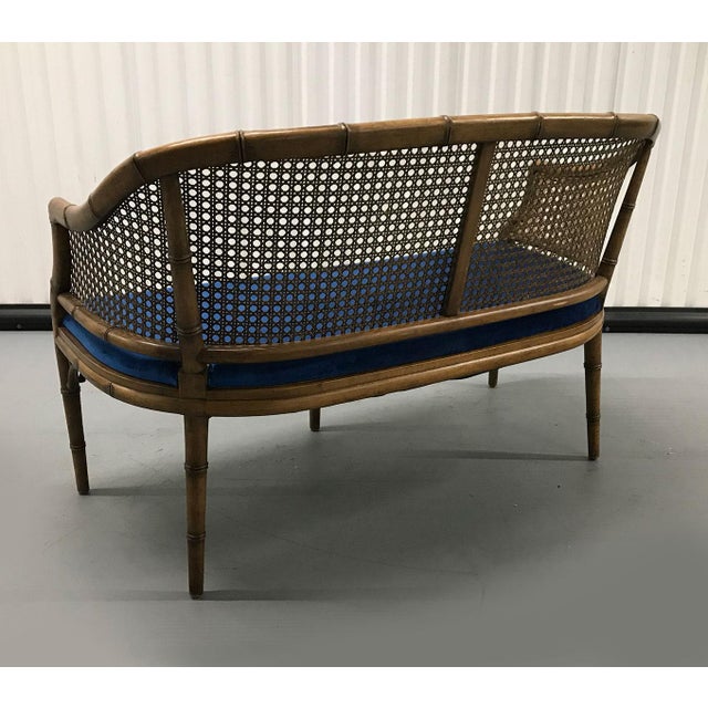 Vintage Cane and Velvet Loveseat Chairish