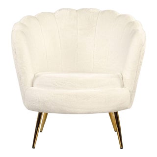 Acovet White Faux Fur Tufted Tub Chair in White For Sale