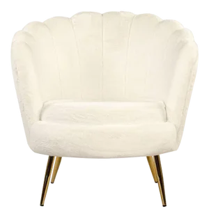 Acovet White Faux Fur Tufted Tub Chair in White
