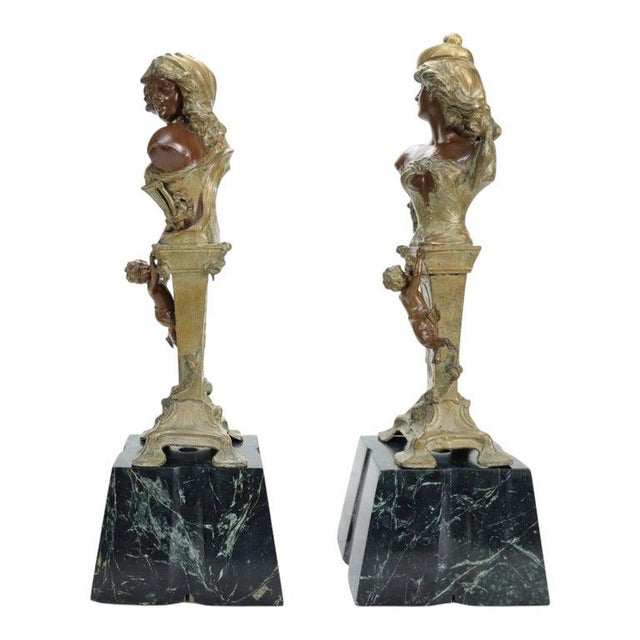 19th Century Art Nouveau Carmen & Mignon Bronze Figures on Plinths - Pair For Sale - Image 10 of 14