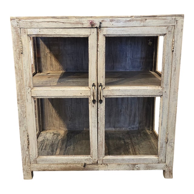 1980s Handcrafted Solid Wood Display Cabinet For Sale