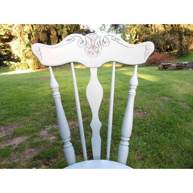 Antique Victorian era, adjustable seat piano stool, with an older paint job done in the lightest of blues. This piece is...