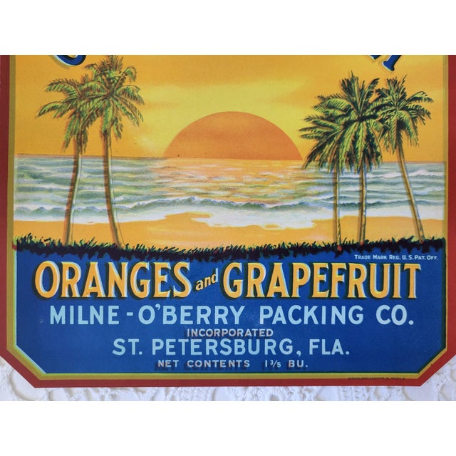 A gorgeous 'Golden Sunset Brands Oranges & Grapefruit' Florida fruit crate label. I would guess this was produced in the...