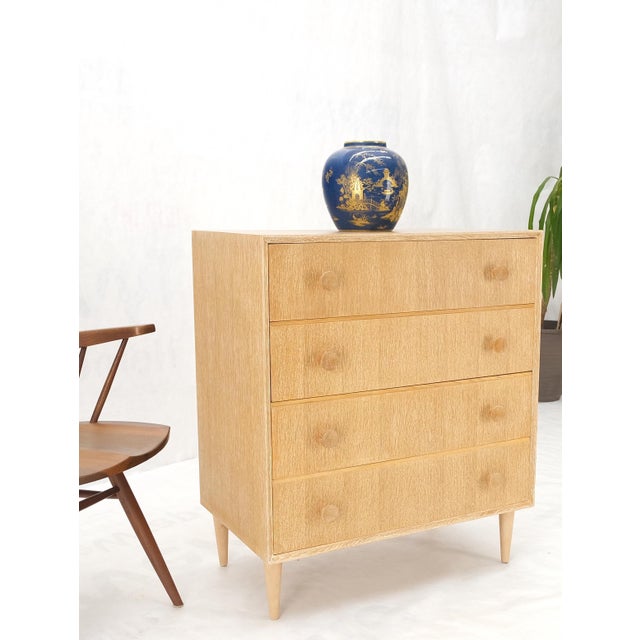 Mid-Century Modern Cerused Oak 4 Drawers Compact Dresser Bachelor Chest Cabinet Mid-Century Modern For Sale - Image 3 of 12