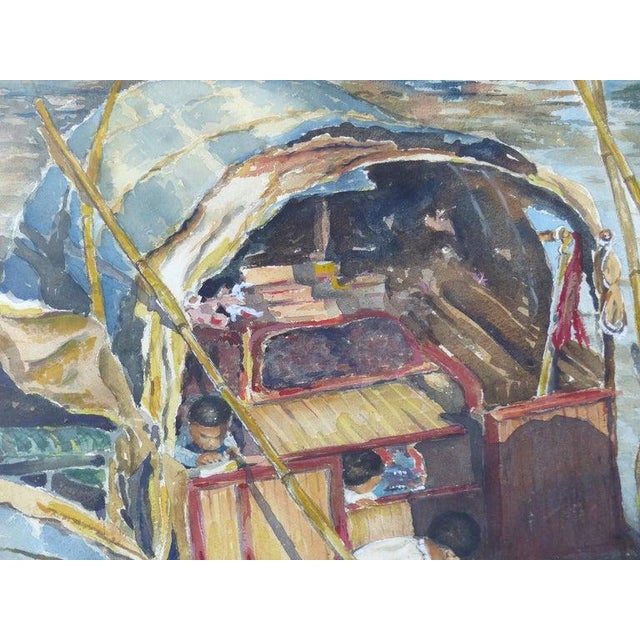 Carrie Jackson Davidson Watercolor Painting of Klongs in Hong Kong, 1957 For Sale In Miami - Image 6 of 8