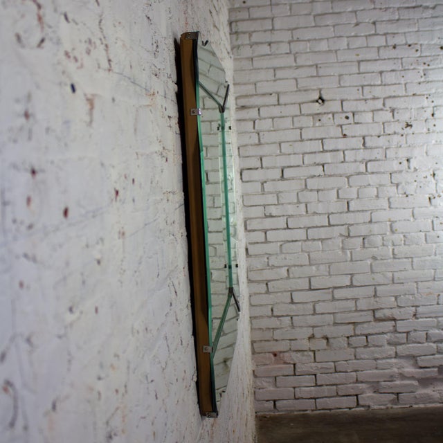 1930-1950’s Art Deco Large Wall Mirror Rectangular W/Curved Sides & Etched Venetian Glass For Sale - Image 16 of 18