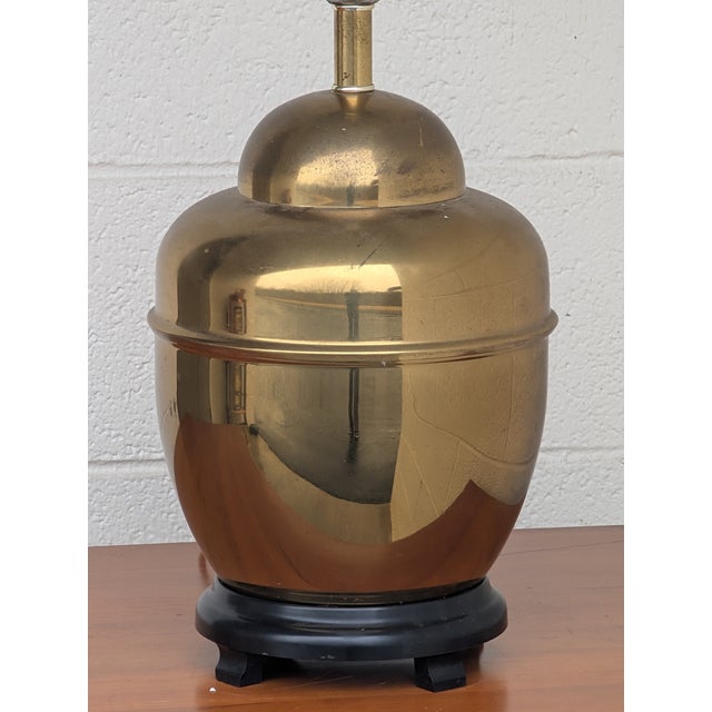 Vintage Brass Ginger Jar Table Lamp For Sale - Image 4 of 7