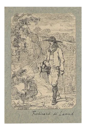 Ferdinand Lemud, Man With A Basket, Drawing, 19th Century