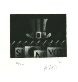 Hat - Original Etching on Paper by Mario Avati - 1960s 1960s
