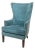 1990s Wing Back Accent Chair With Nailheads & Custom Fabric Upgrade For Sale