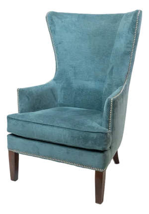 1990s Wing Back Accent Chair With Nailheads & Custom Fabric Upgrade