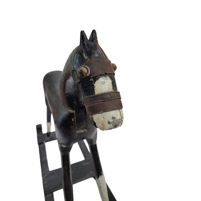 Ebony Antique Primitive Folk Art Wood Rocking Horse Late 19th / Early 20th Century For Sale - Image 8 of 15